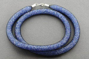 tubular bead filled necklace - blue - Makers & Providers