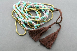 2 strand brass & turquoise tassle necklace - Makers & Providers