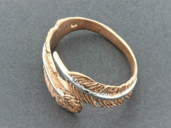 Spiral fern ring - rose gold & oxidized (adjustable in size)