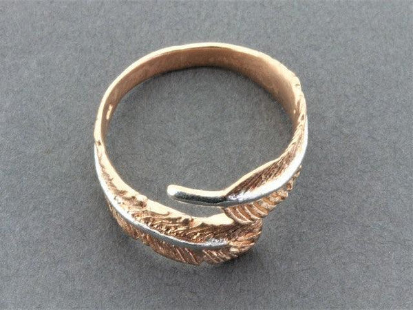Spiral fern ring - rose gold & oxidized (adjustable in size)