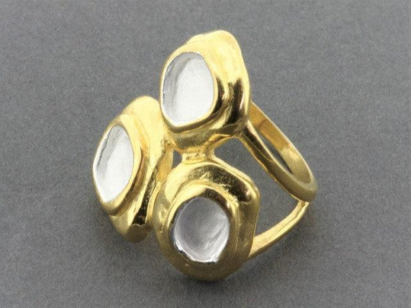 Golden cup coral ring - silver with 22 Kt gold