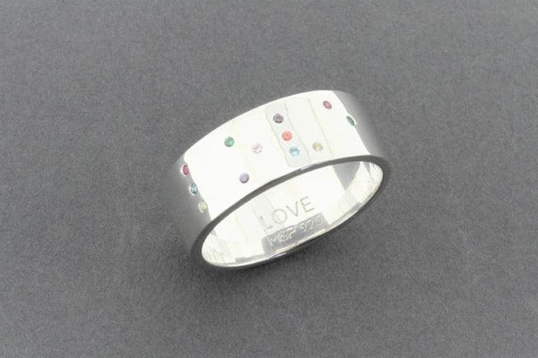 Love braille multi coloured ring