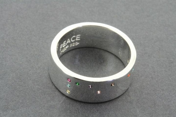 Peace braille multi coloured ring