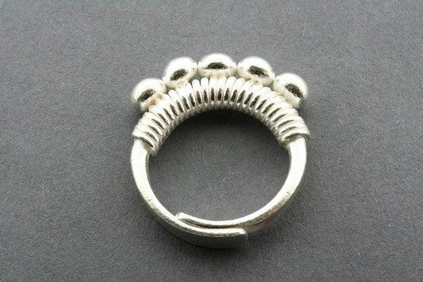 Adjustable Sterling Silver 5 Sphere Crown Ring