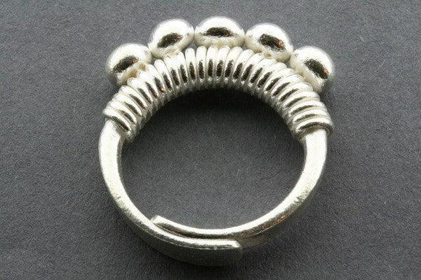 Adjustable Sterling Silver 5 Sphere Crown Ring - Makers & Providers