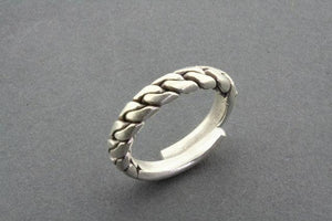 Rope link ring - adjustable - fine silver - Makers & Providers