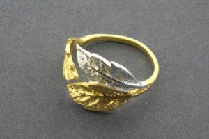 3 leaf ring - silver & gold plated - adjustable - Makers & Providers
