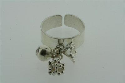 Adjustable Sterling Silver Triple Charm Ring - Makers & Providers