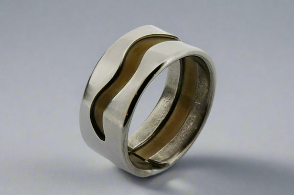 Swerve titanium/silver ring - earth - sterling silver and titanium - Makers & Providers