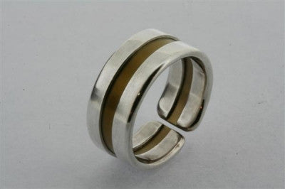 Line titanium/silver ring - earth - sterling silver & titanium - Makers & Providers