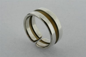 Line titanium/silver ring - earth - sterling silver & titanium - Makers & Providers