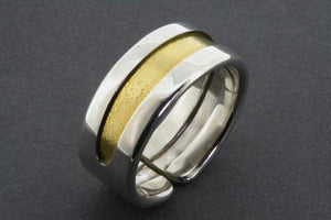 Line ring - silver with gold line - Makers & Providers