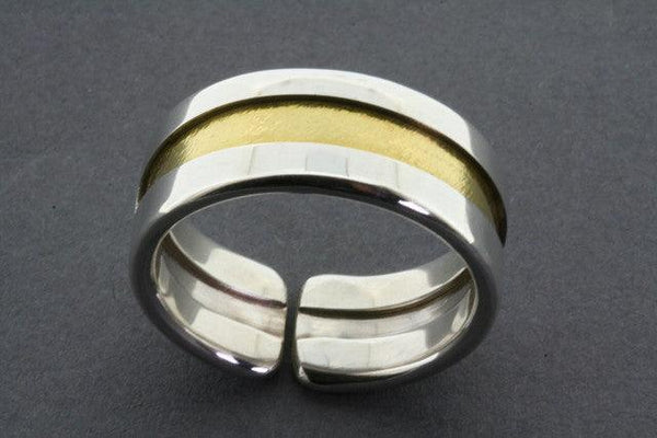 Line ring - silver with gold line - Makers & Providers