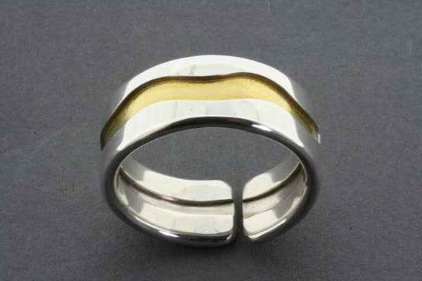 Swerve ring - silver with gold - Makers & Providers