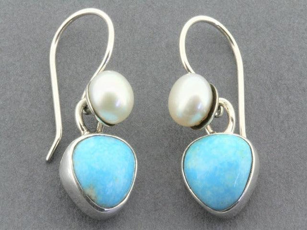 turquoise and pearl silver earrings