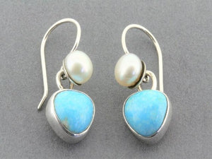 turquoise and pearl silver earrings