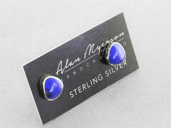 lapis and silver stud earring