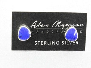 lapis and silver stud earring