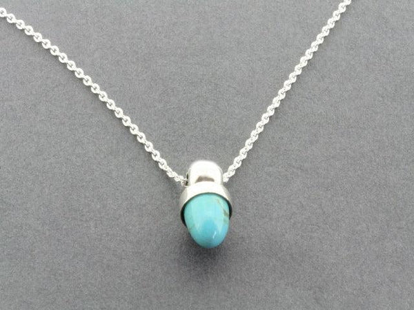 Acorn pendant necklace - turquoise
