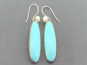 turquoise and pearl silver earrings