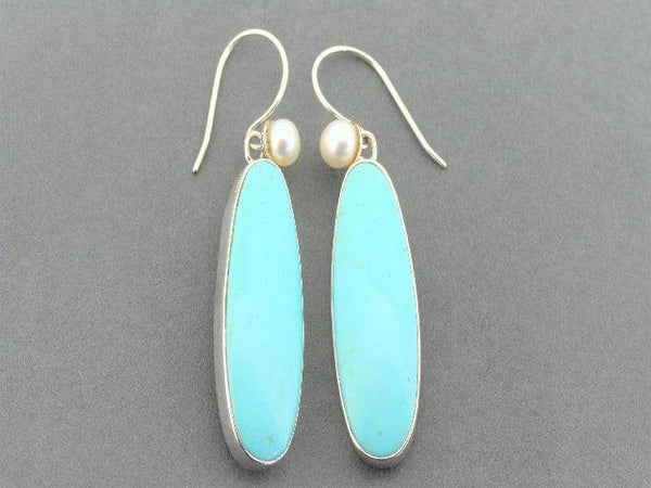 turquoise and pearl silver earrings