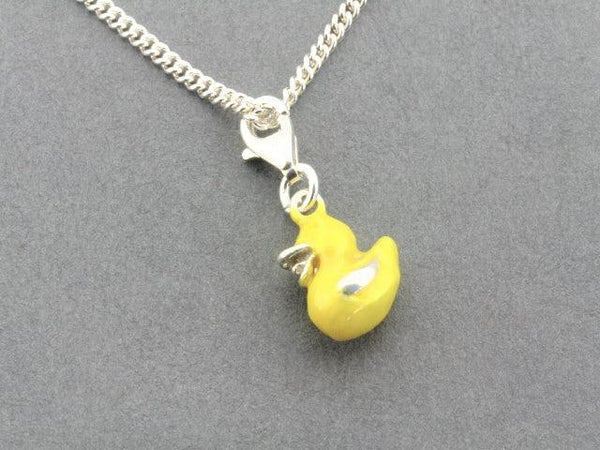 silver yellow duck pendant necklace